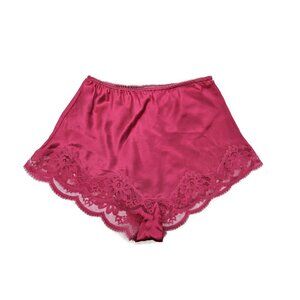 VTG Lore Hot Pink Silk Pajama Shorts Womens M Lace 90s